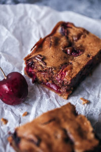 cherries and chocolate blondies