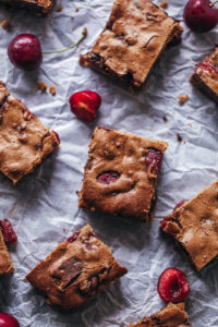 cherries and chocolate blondies