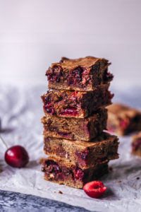 cherries and chocolate blondies