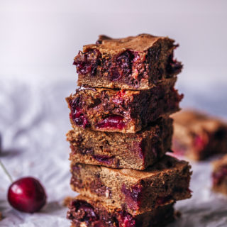 cherries and chocolate blondies