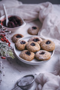 Spelt thumbprint jam cookies