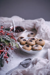 Spelt thumbprint jam cookies