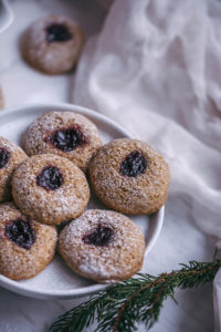 Spelt thumbprint jam cookies