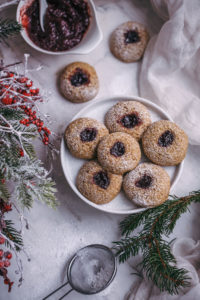 Spelt thumbprint jam cookies