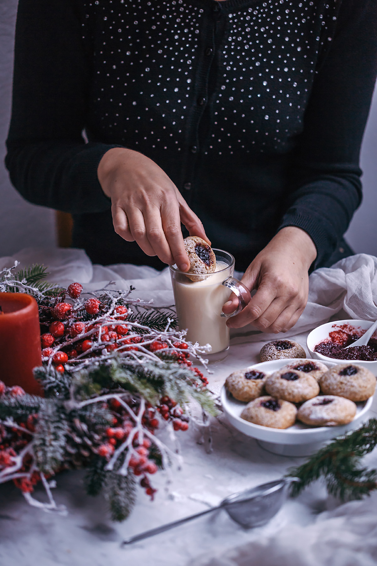 Spelt thumbprint jam cookies