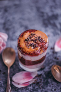 peanut butter and raspberry chia jam parfaits