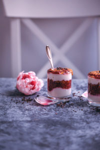 peanut butter and raspberry chia jam parfaits