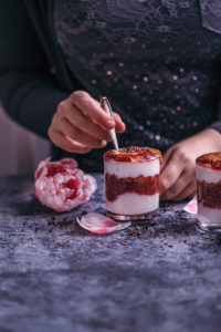 peanut butter and raspberry chia jam parfaits